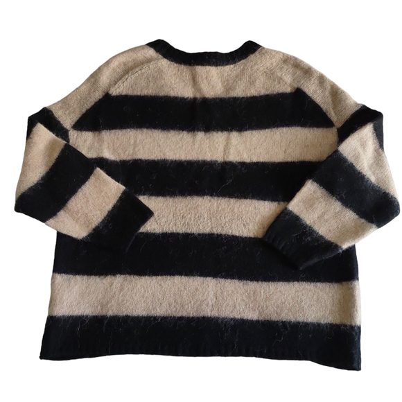 All Saints Size XS Wool Alpaca Blend Stripe V-Neck Long Sleeve Sweater - Picture 2 of 13